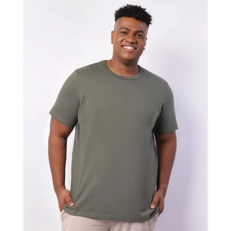 Camiseta Masculina Plus Size Básica Verde G1
