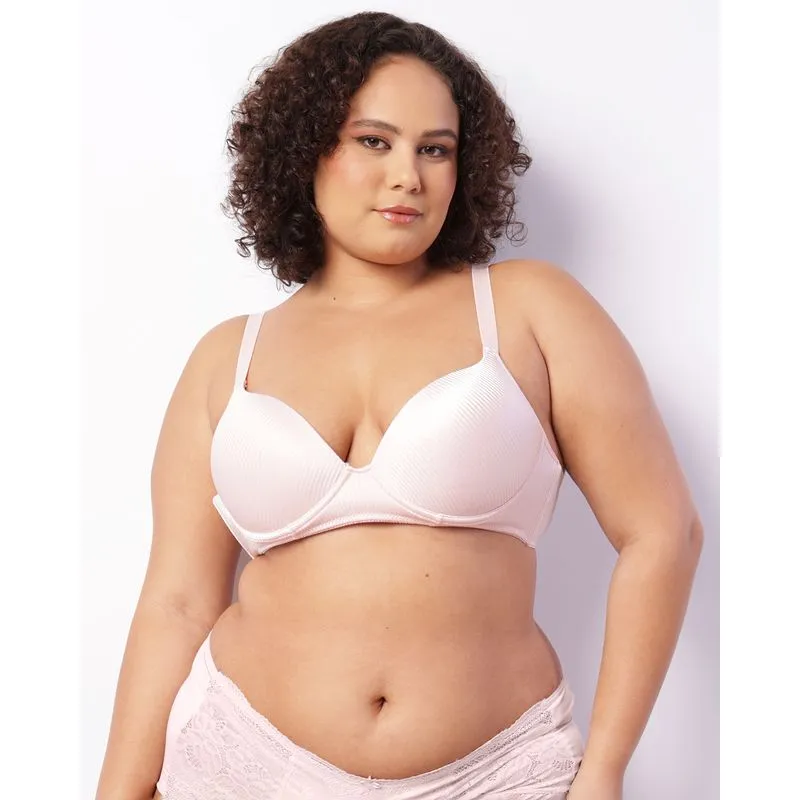 Sutiã Plus Size Feminino Com Base E Bojo Canelado Rosa 50