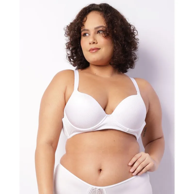 Sutiã Plus Size Feminino Com Base E Bojo Canelado Branco 52