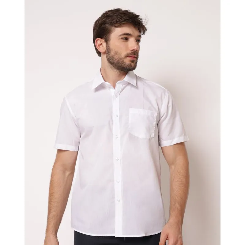 Camisa Masculina Social Manga Curta Branca 1