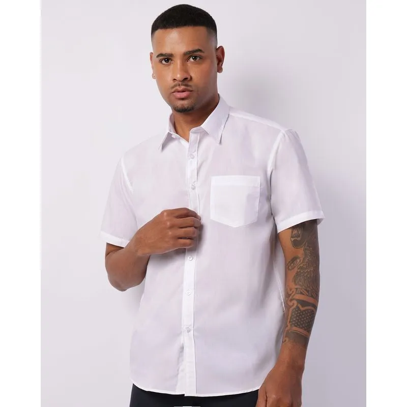 Camisa Masculina Social Manga Curta Branca 5