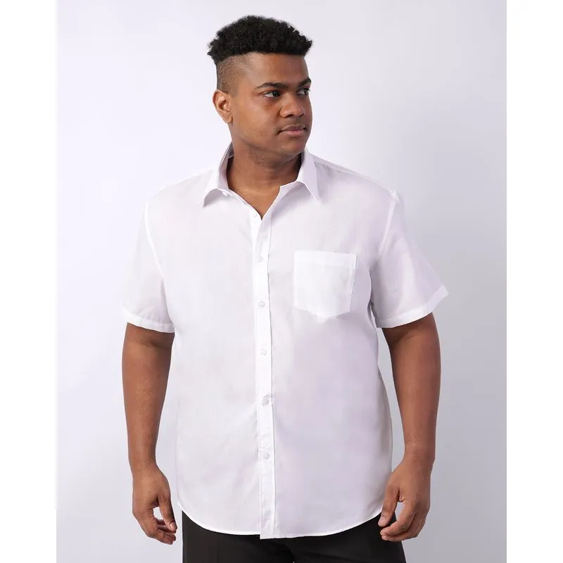 Camisa Plus Size Masculina Social Manga Curta Branca 8
