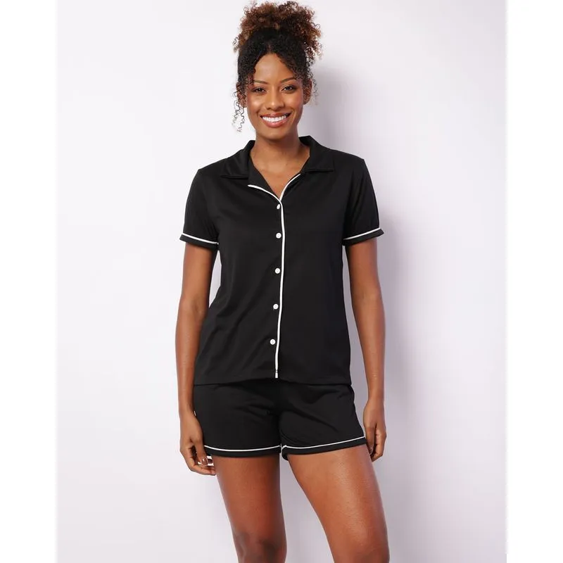 Pijama Feminino Curto Americano Preto GG