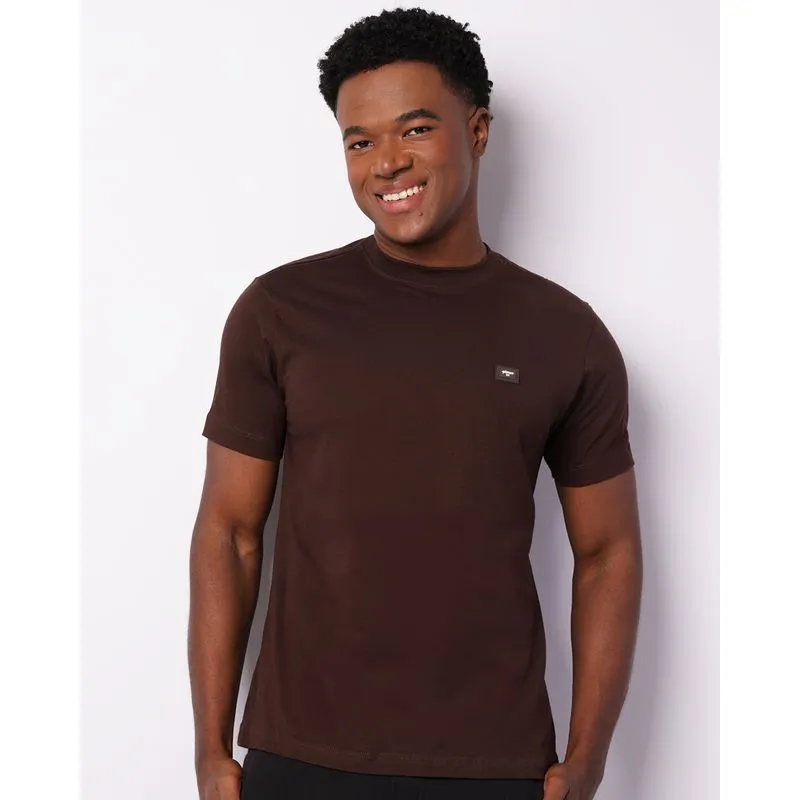 Camiseta Masculina Básica Manga Curta Marrom G