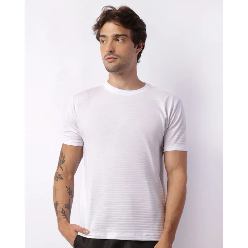 Camiseta Masculina Texturizada Manga Curta Branca G