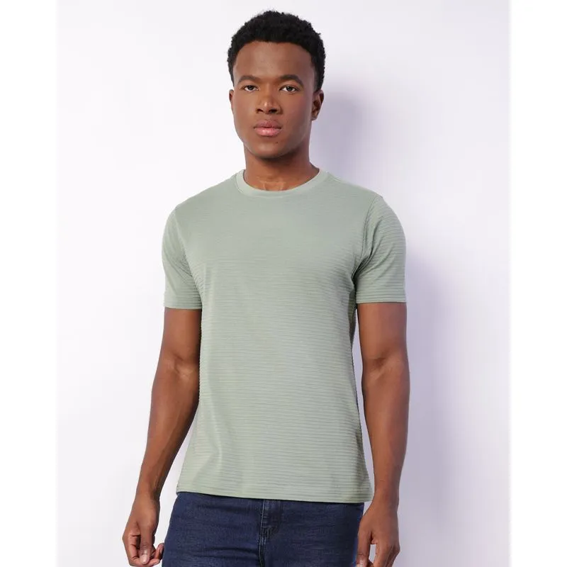 Camiseta Masculina Manga Curta Texturizada Básica Verde P