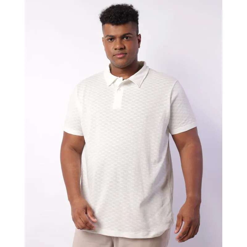 Camisa Polo Plus Size Masculina Manga Curta Tricô Off White G3