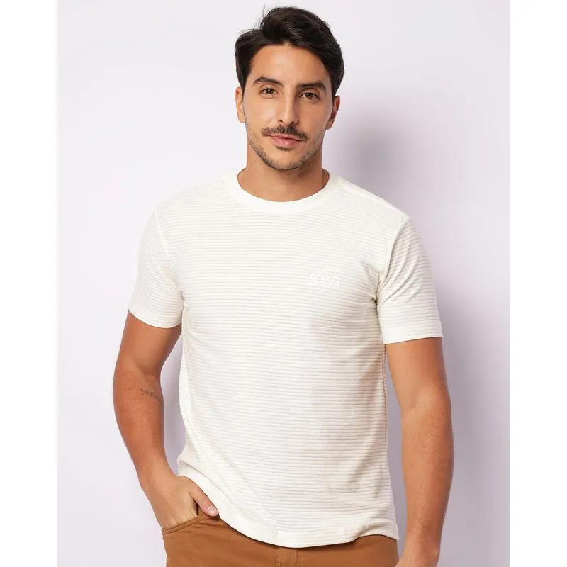 Camiseta Masculina Texturizada Manga Curta Off White P