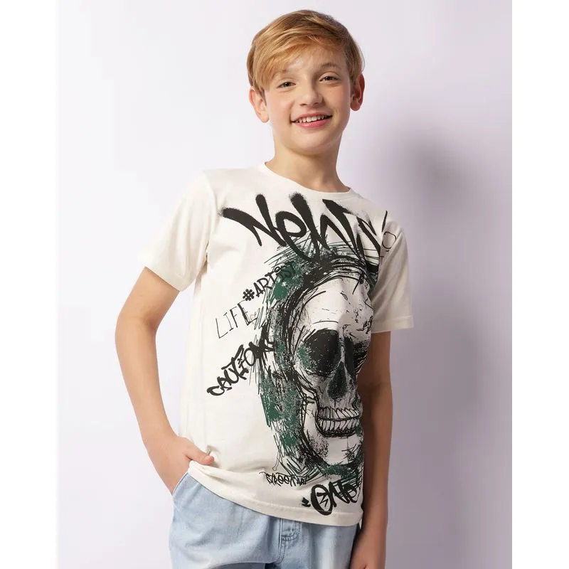 Camiseta Juvenil Manga Curta Estampa Grafite Urbano Off White 12