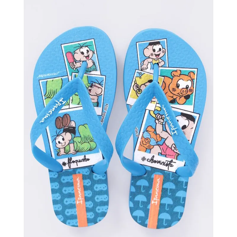 Chinelo Ipanema Infantil Cebolinha E Cascão Turma Da Monica Azul 25/26