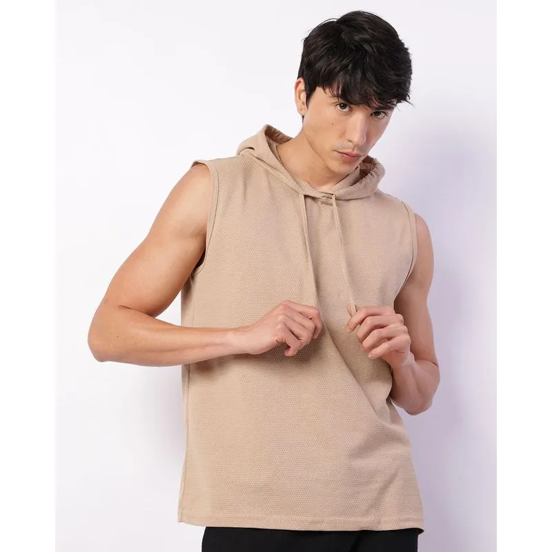 Regata Masculina Texturizada Com Capuz Bege P