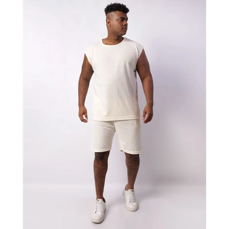 Bermuda Plus Size Masculina Texturizada Off White G1