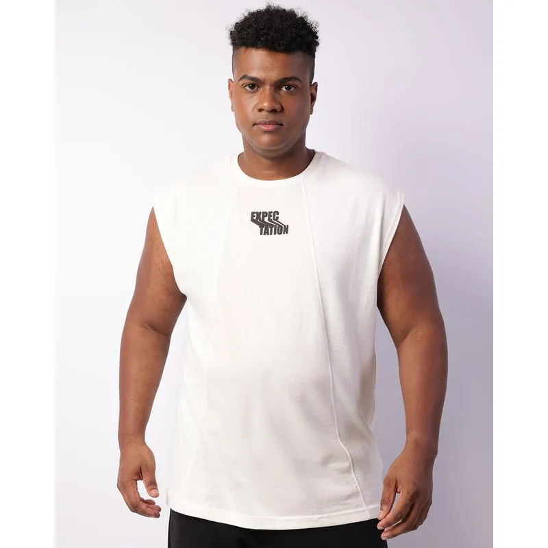 Regata Plus Size Masculina Texturizada Recorte Off White G3