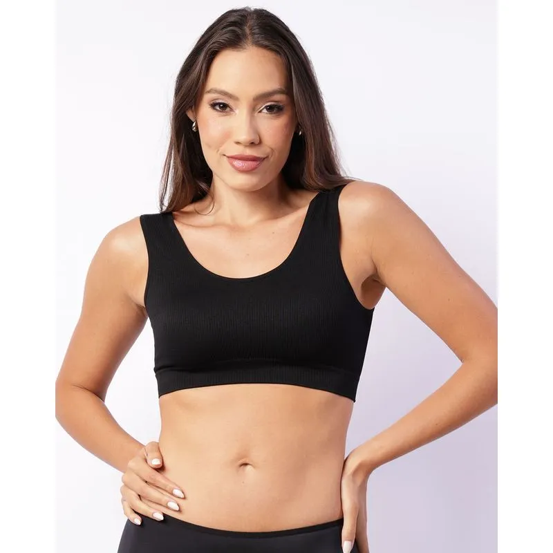 Sutiã Feminino Top Trifil Canelado Sem Bojo Preto M