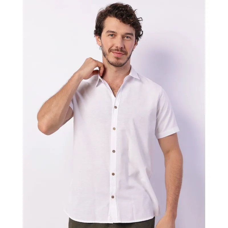 Camisa Masculina Manga Curta Branca G
