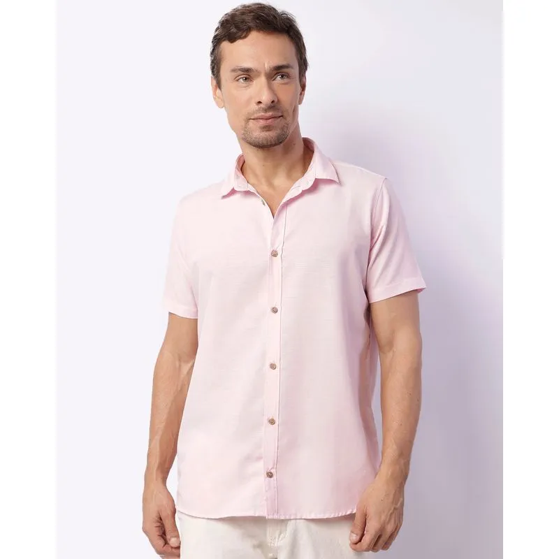 Camisa Masculina Manga Curta Lisa Rosa P