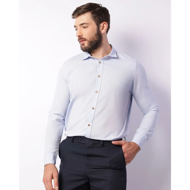 Camisa Masculina Social Manga Longa Azul M