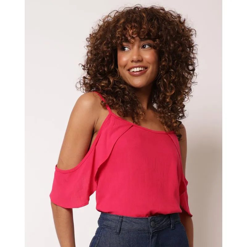 Regata Feminina Viscose Alcinha com Babado Rosa G