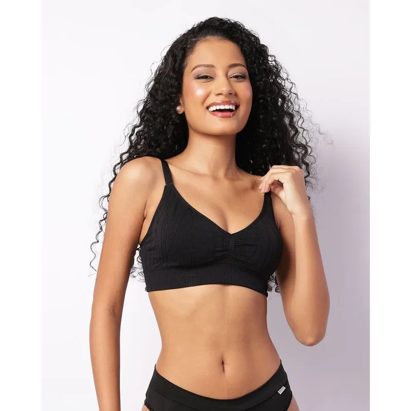 Sutiã Feminino Top Bojo Removível Texturizado Preto P