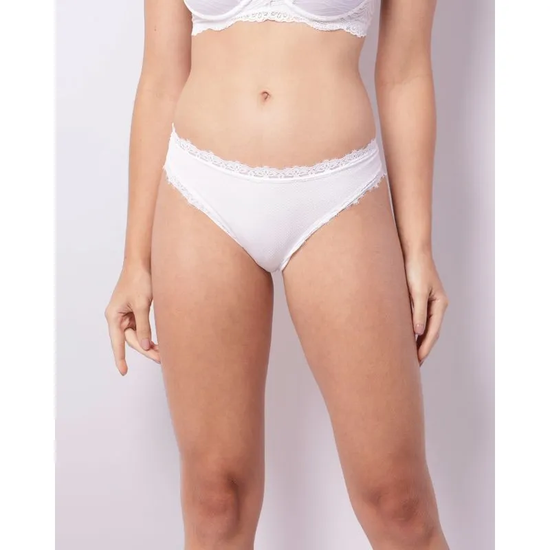 Calcinha Feminina Biquíni Sem Costura Detalhe Renda Branca G