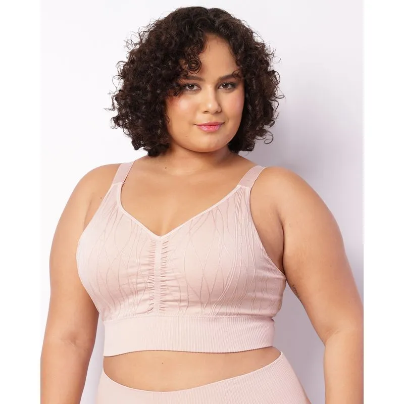 Sutiã Top Plus Size Feminino Bojo Removível Texturizado Rosa G2