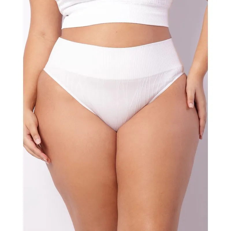 Calcinha Plus Size Feminina Biquíni Texturizada Branca G2