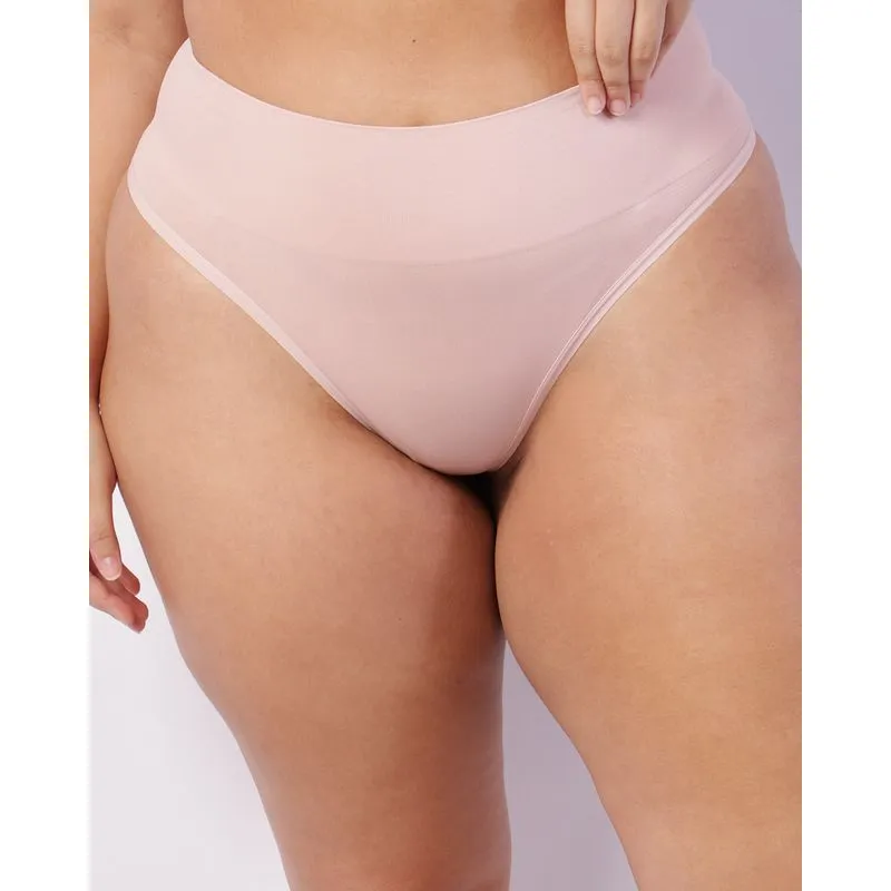 Calcinha Plus Size Feminina Fio Dental Sem Costura Rosa G3