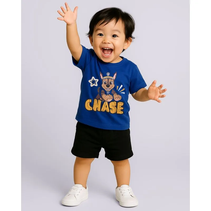 Camiseta Bebê Patrulha Canina Chase Manga Curta Azul 3