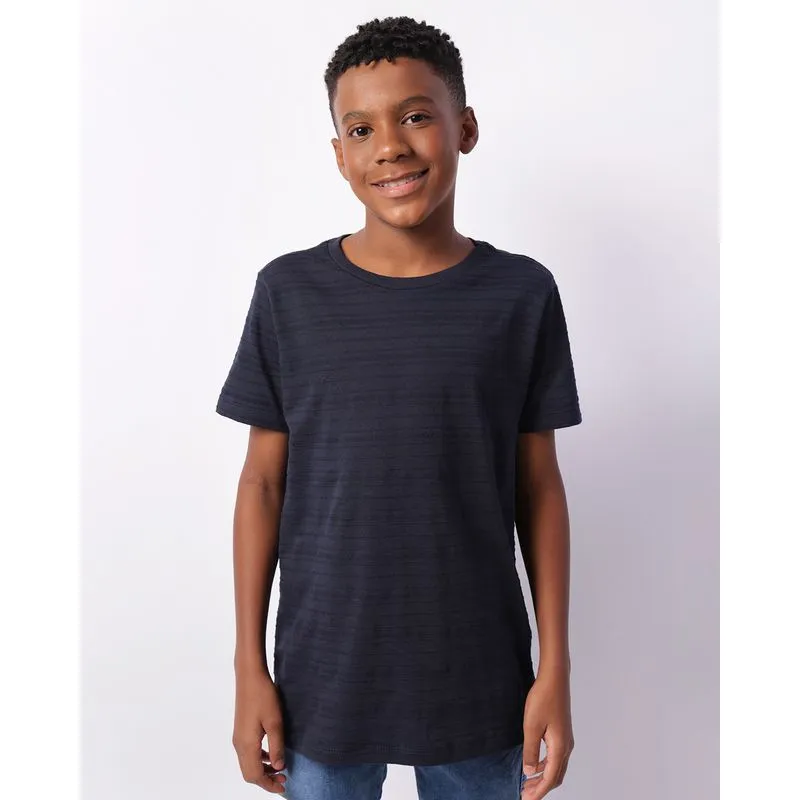 Camiseta Juvenil Manga Curta Texturizada Marinho 10