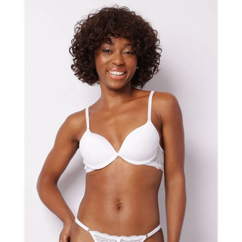 Sutiã Feminino Push Up Com Bojo E Renda Branco 44