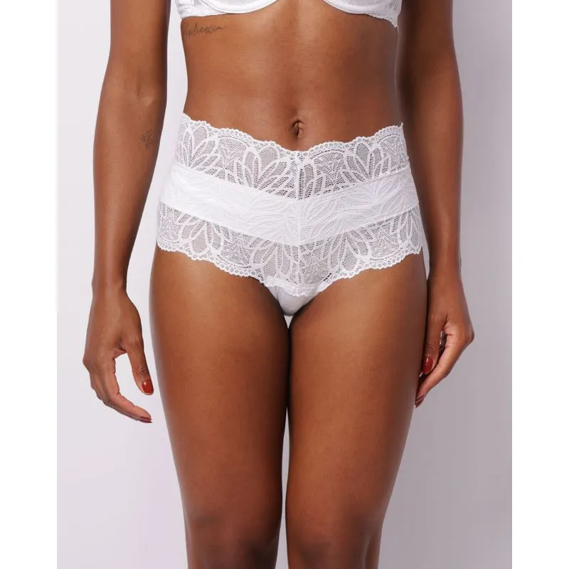 Calcinha Feminina Cintura Alta Fio Dental Renda Branca G