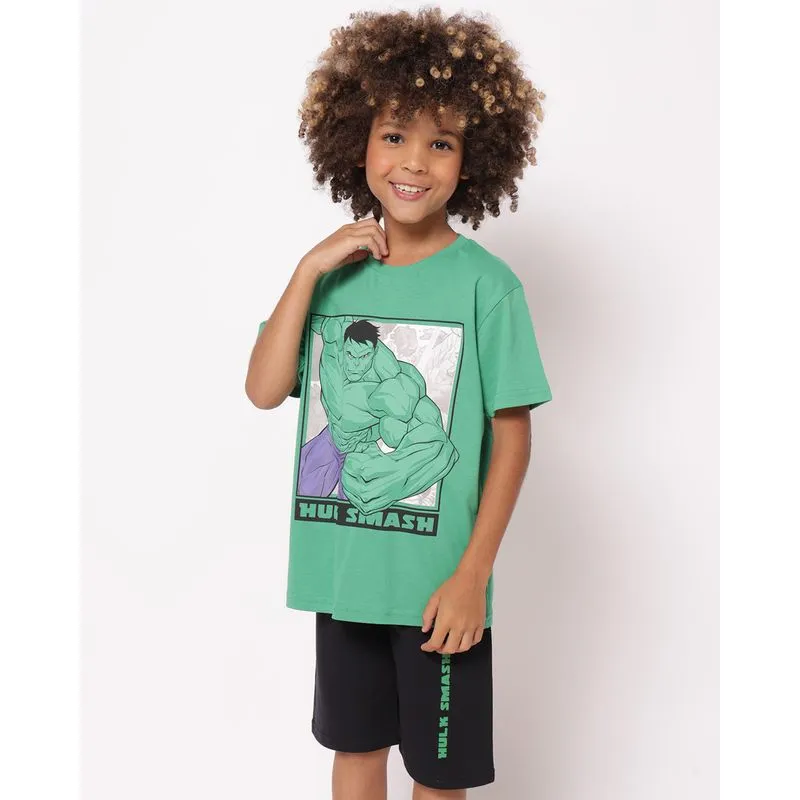 Conjunto Infantil Curto Algodão Marvel Hulk Verde 10