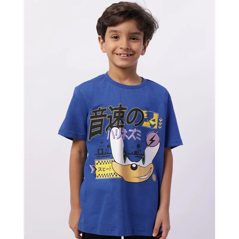 Camiseta Infantil Sonic Manga Curta Azul 8