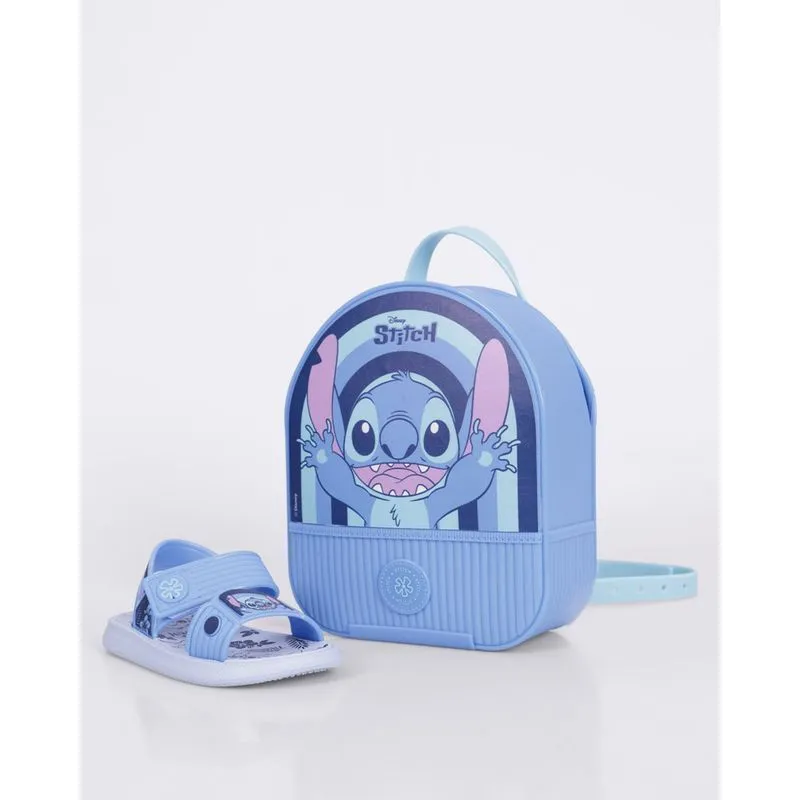 Sandália Bebê Disney Estampa Stitch + Mochila Grendene Kids Azul 23/24