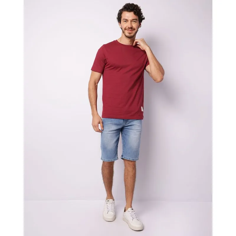 Bermuda Jeans Masculina Reta Azul 42