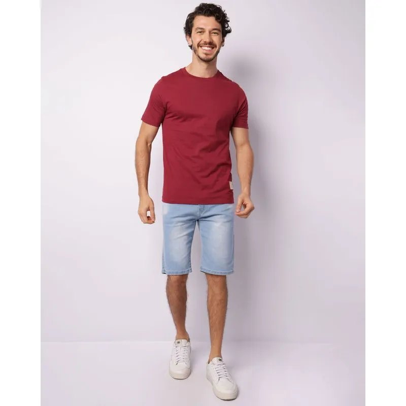 Bermuda Jeans Masculina Reta Com Bolsos Azul 40