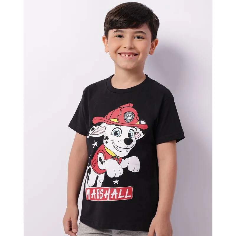Camiseta Infantil Marshall Patrulha Canina Manga Curta Preta 4