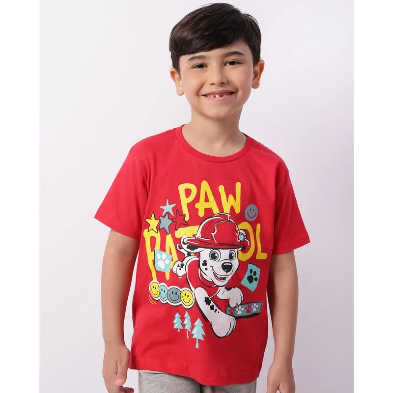 Camiseta Infantil Patrulha Canina Marshall Manga Curta Vermelha 6