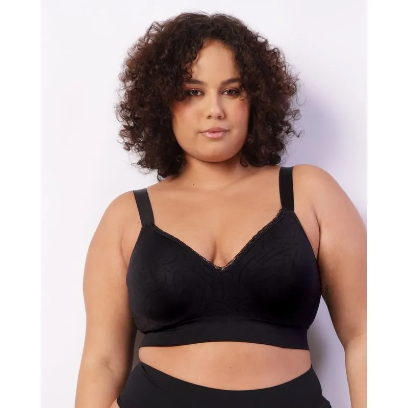 Sutiã Plus Size Feminino Top Canelada Com Bojo Sem Costura Preto 48