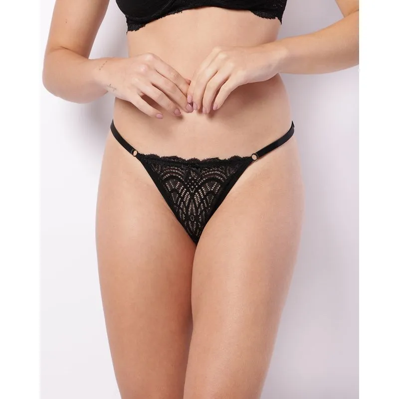 Calcinha Feminina String Fio Dental Renda Preta M