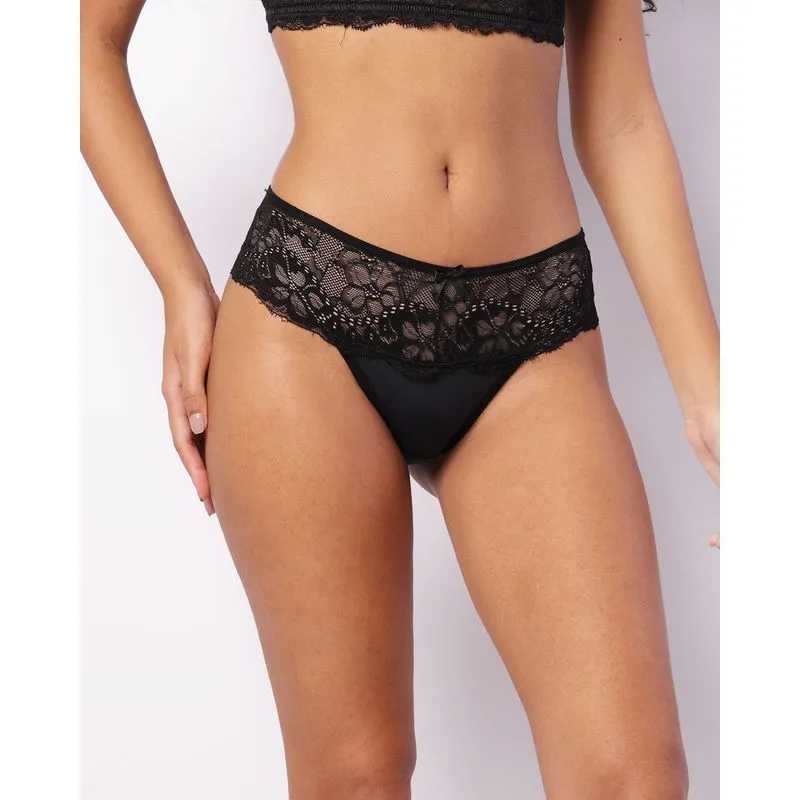 Calcinha Feminina Biquíni Com Renda Preta GG
