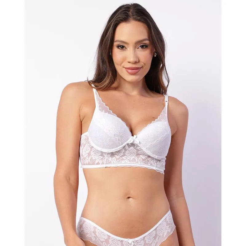 Sutiã Feminino Com Base E Bojo Renda Branco 42
