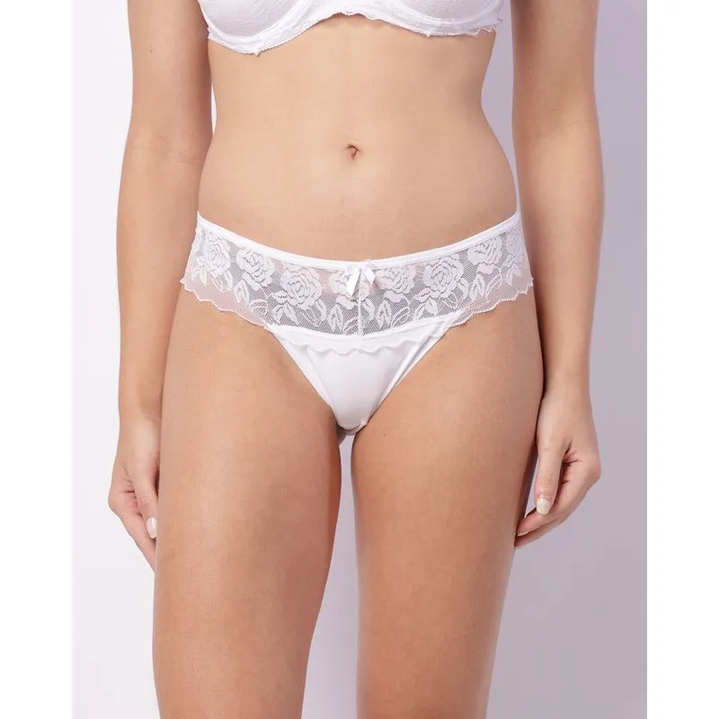 Calcinha Biquíni Feminina Renda Com Lacinho Branca M