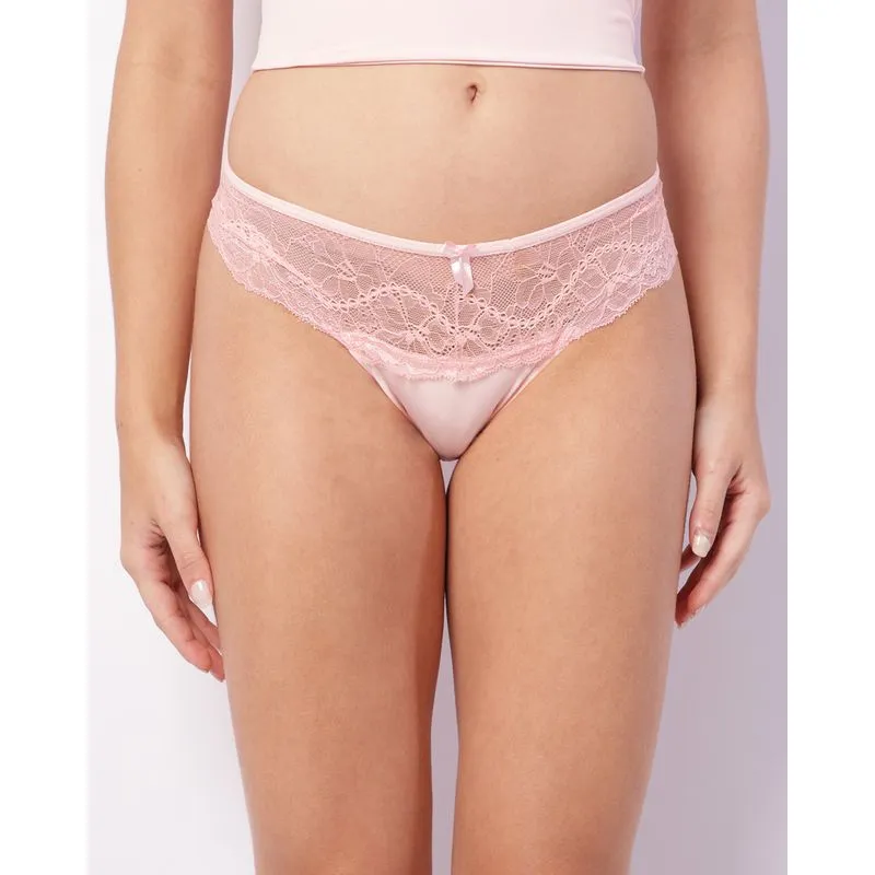 Calcinha Biquíni Feminina Renda Com Lacinho Rosa GG