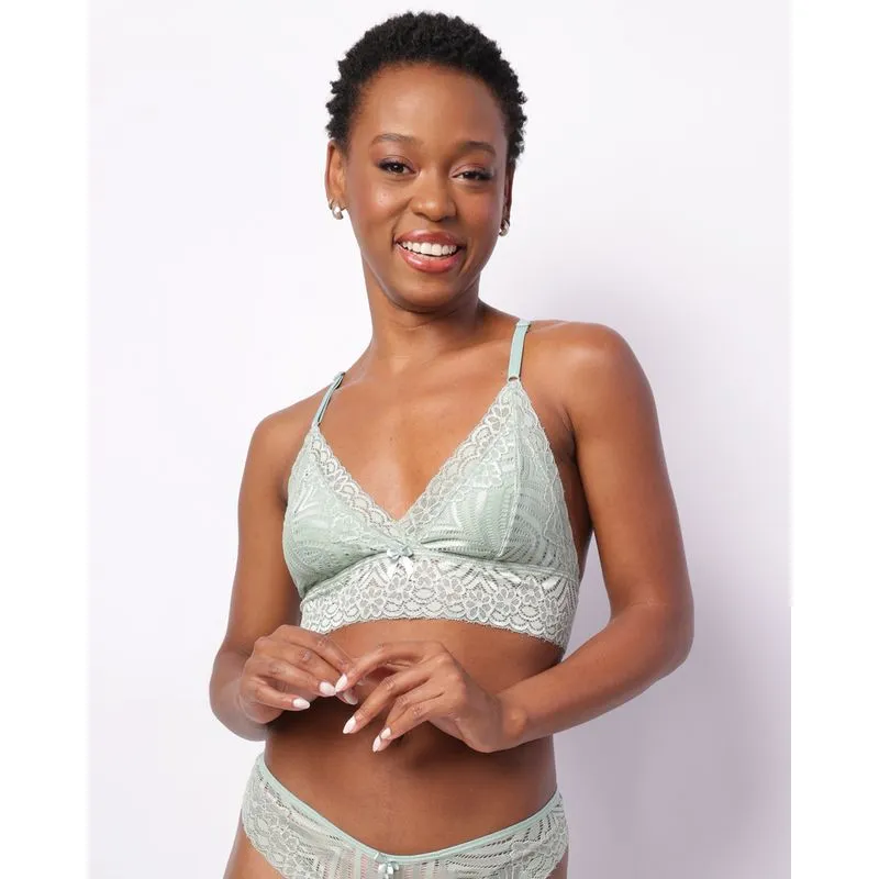 Sutiã Feminino Top Nadador Renda Sem Bojo Com Lacinho Verde 46