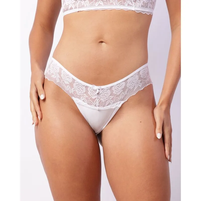 Calcinha Feminina Biquíni Com Renda Branca P