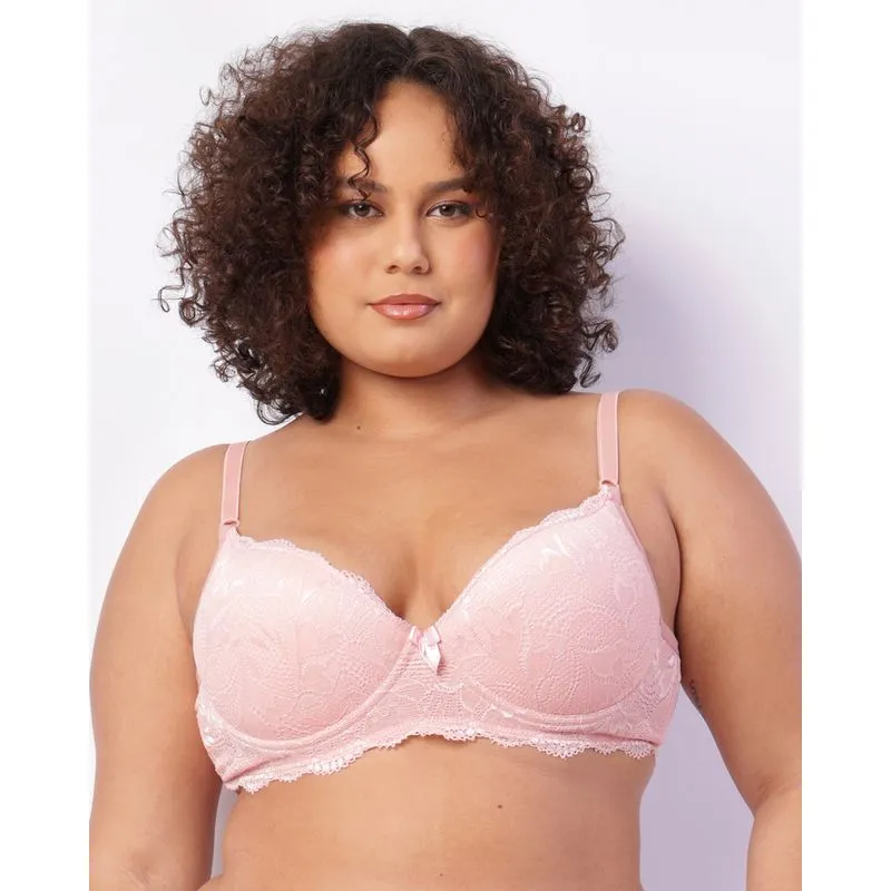 Sutiã Plus Size Feminino Renda Com Base Bojo Rosa 48