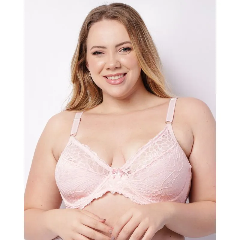 Sutiã Plus Size Feminino Sem Bojo Com Renda Rosa 46