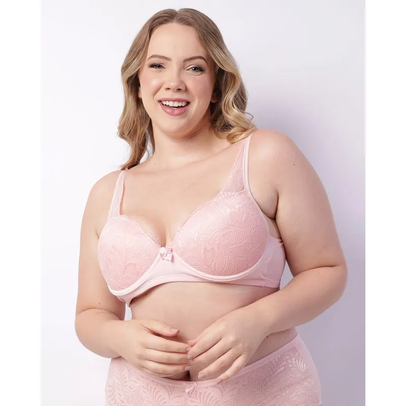 Sutiã Plus Size Feminino Com Base Bojo Com Renda Rosa 50
