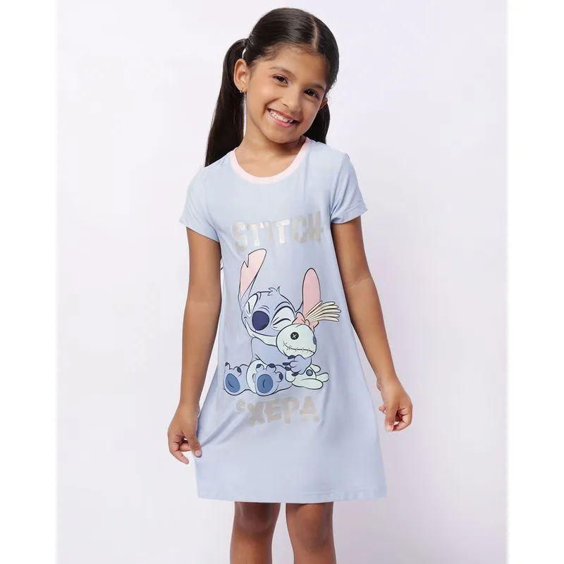 Camisola Infantil Curta Disney Stitch Azul 10